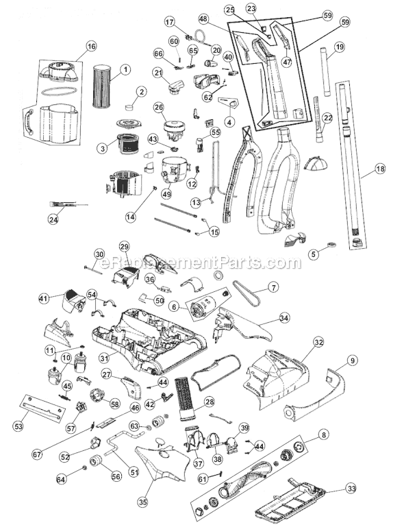 Page A Diagram and Parts List for M091400  Dirt Devil Upright Vacuum